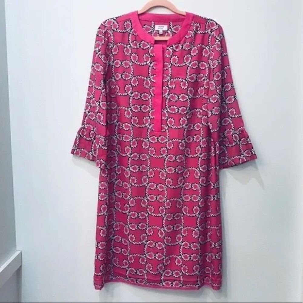 Crown & Ivy Size 4 Half Sleeve Nautical Knot Shift Dress Pink Preppy Relaxed Fit